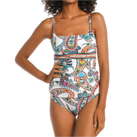 New ~ LA BLANCA ~ Pave The Way Underwire Tankini Top Size 8 - Picture 1 of 8